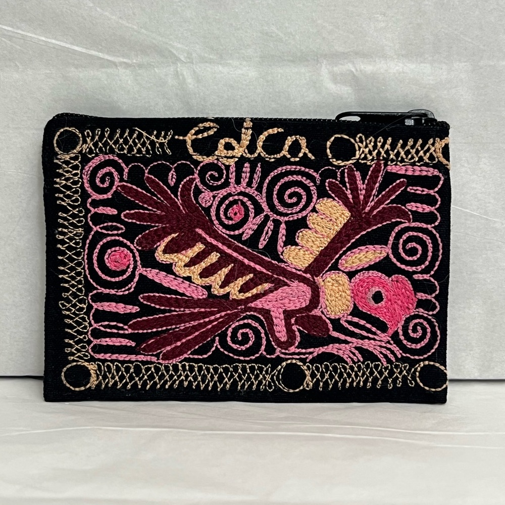 Coin Purse Embroidered Bird Design 4”x3”